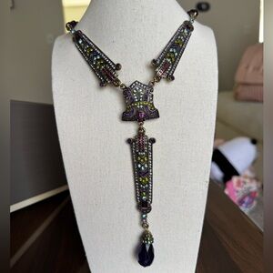 HEIDI DAUS ART DECO ACCENTED NECKLACE ENCRUSTED WITH MULTICOLORED CRYSTALS